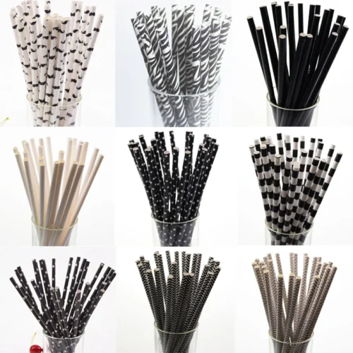 25 Stück Schwarze Papier Trinkhalte
