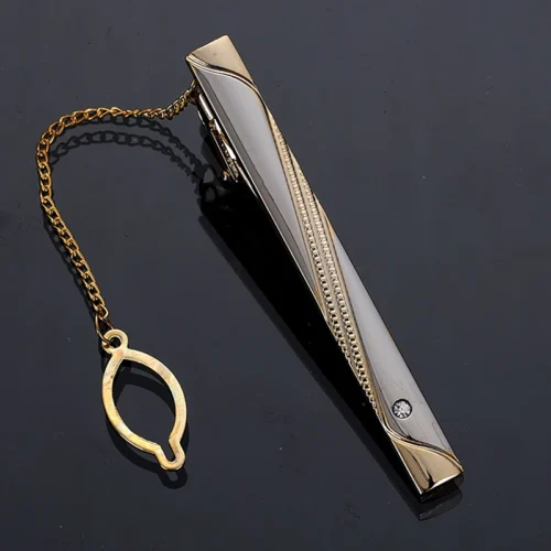 Goldene Krawattenklammer mit Kette