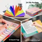 12 Pocket Expanding Project Sorter Heavy Duty Monthly Plastic Expandable Folder Organizer, A4 Letter Size, Multicolor – Bild 4