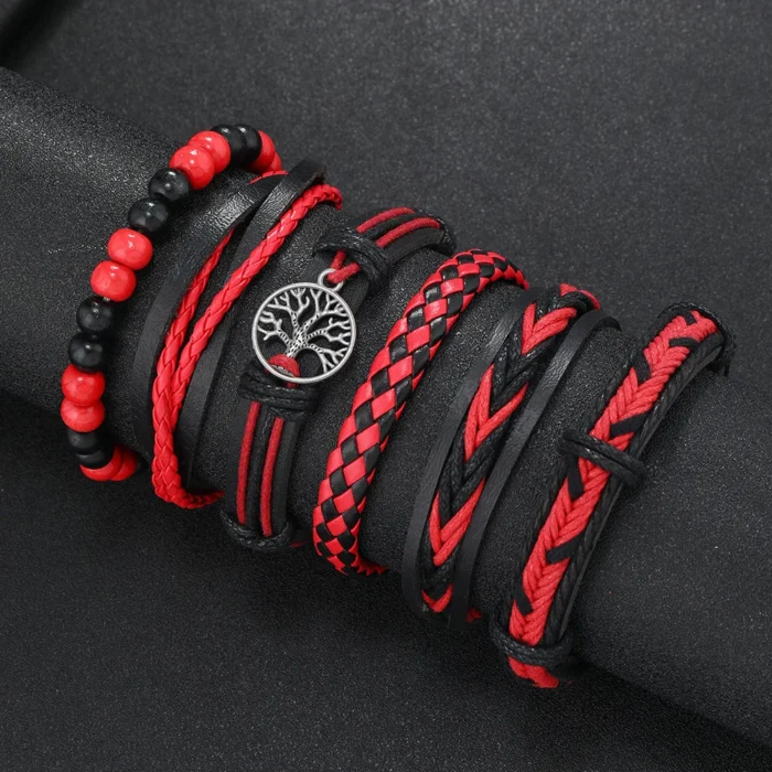 6-teiliges Lederarmband-Set
