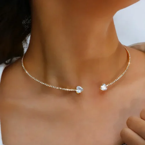 Herz-Choker Halskette mit Strass