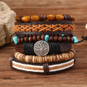 6-teiliges Lederarmband-Set