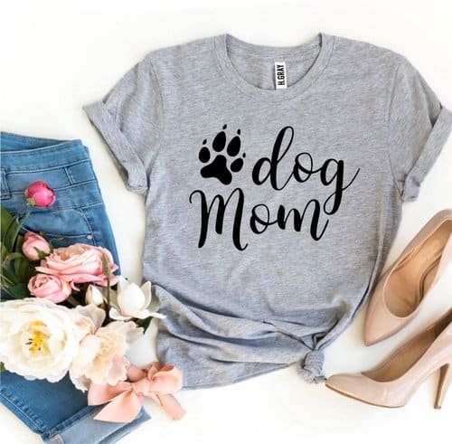 Dog Mom Shirt Women Dog Paw Print Graphic Tees Dog Lovers T