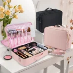 Professional Makeup Bag Extra Large Cosmetic Train Case Make Up Brush Organizer Storage Box Manicure Artist Bags with Dividers