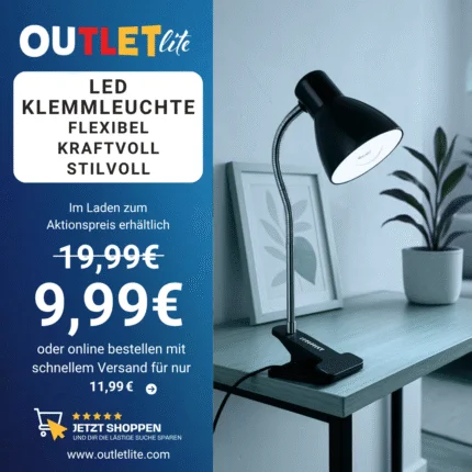 Westcraft LED Klemmleuchte Weiß – Schreibtischlampe mit Clip – Nur 9,99 € im Laden / 11,99 € inkl. Versand