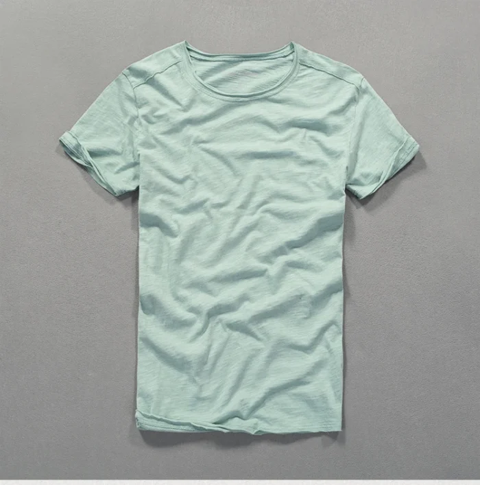 3007 Cotton T-shirt Men Excellent Quality Slub Cotton Solid Color Summer Japan Style Harajuku Male Comfortable Soft Pullover Tee – Bild 17