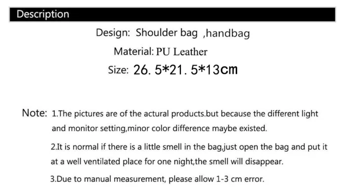 Women PU Leather Handbags Ladies Large Tote Bag Female Square Shoulder Bags Bolsas Femininas Sac New Fashion Crossbody Bags – Bild 13