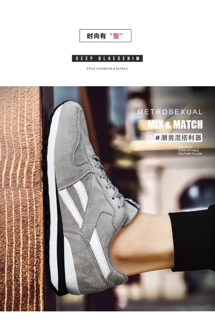 Autumn Men Sneakers Cotton Sports Shoes for Men Male Trainers Outdoor Stylish Shoes Lace-up Flats Non-slip Rubber Sole Blue Grey – Bild 15