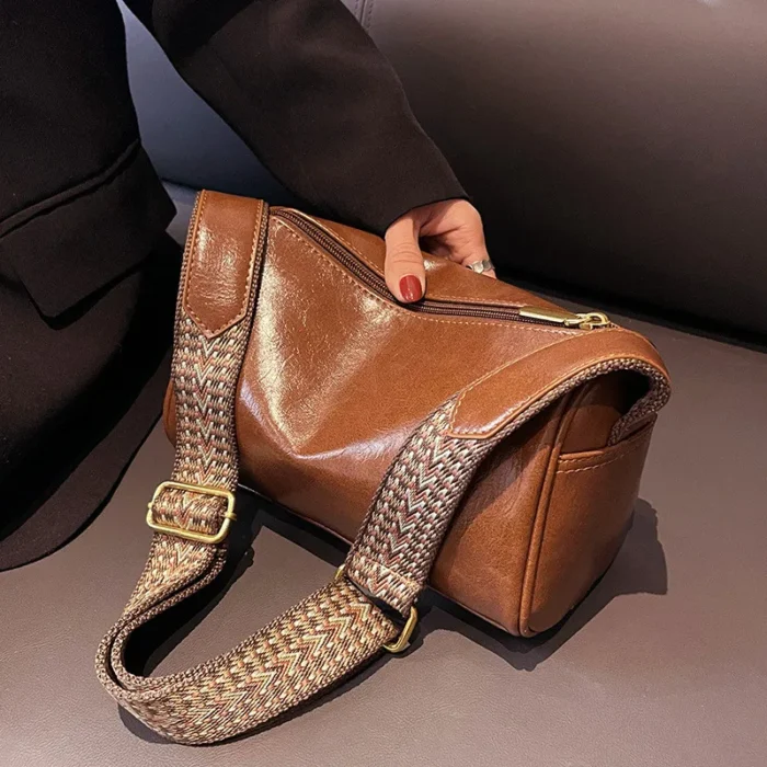 Vintage PU Leather Boston Women Small Handbag and Purse Fashion Designer Crossbody Bag Female Casual Travel Pillow Shoulder Bag – Bild 1
