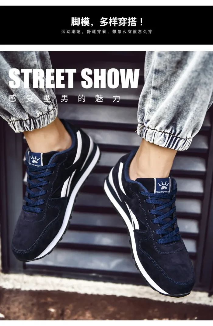 Autumn Men Sneakers Cotton Sports Shoes for Men Male Trainers Outdoor Stylish Shoes Lace-up Flats Non-slip Rubber Sole Blue Grey – Bild 25