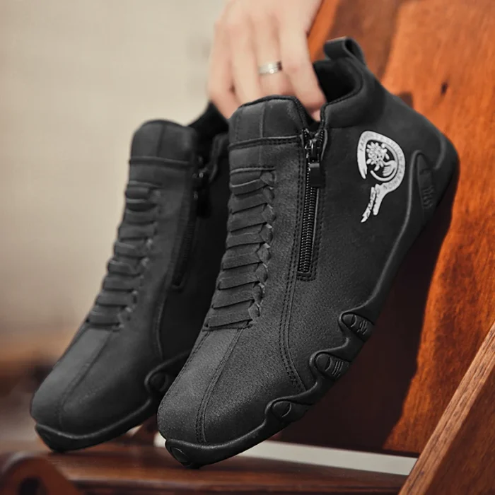 Men's Casual Shoes Side Zipper Short Boots Versatile Flat Bottom Trendy Fashionable Men's Shoes Suitable for Outdoor Sports – Bild 6
