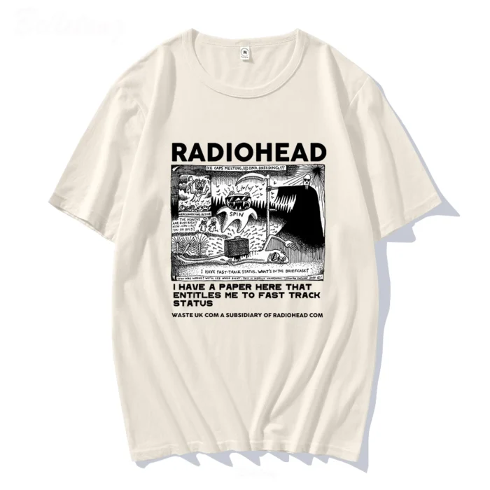 Radiohead T Shirt Men Vintage Classic Tees North America Tour Rock Boy Camisetas Hombre Hip Hop Unisex 100%Cotton Oversized Tops - Image 8