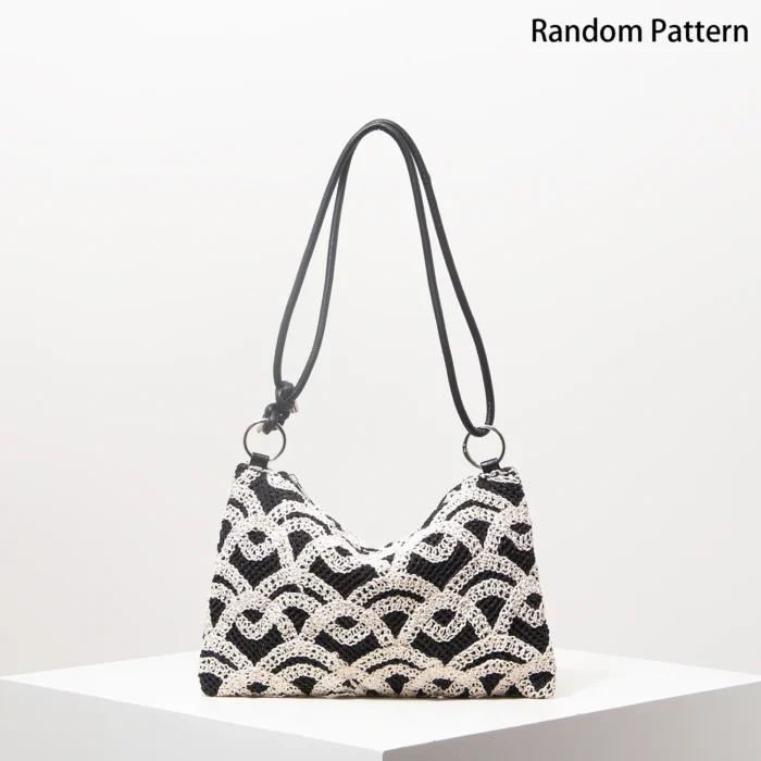 Pattern Hollow Knitting Shoulder Tote Bags for Ladies, Boho Beach Bags for Women, Holiday Outfits, Steaw Purse (Random Pattern) – Bild 8