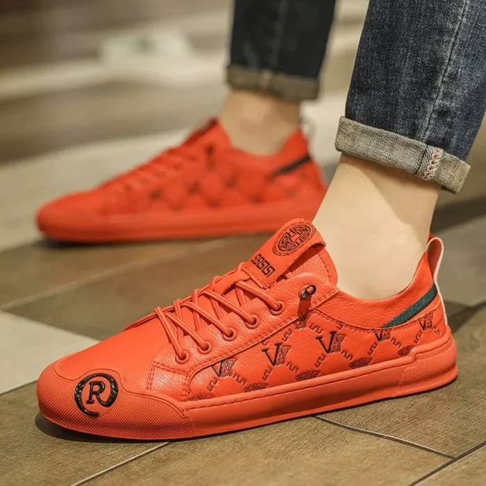 European Station Leather Fashion Men's Sneakers Men Shoes Man Embossed All Fashion Leather Red Casual Shoes for Men Men Shoes – Bild 3