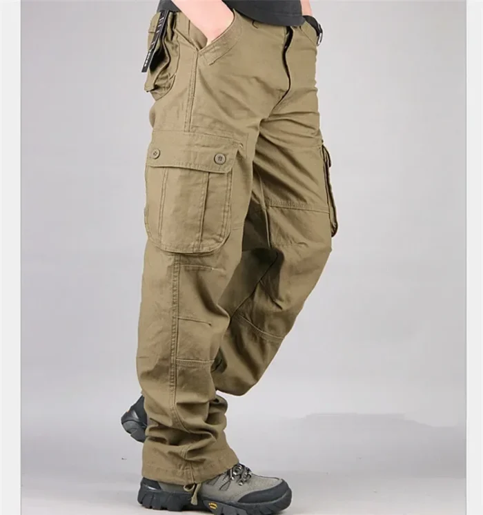 Cargo Pants Men Military Work Overalls Loose Straight Tactical Trousers Multi-Pocket Baggy Casual Cotton Slacks Pants – Bild 12