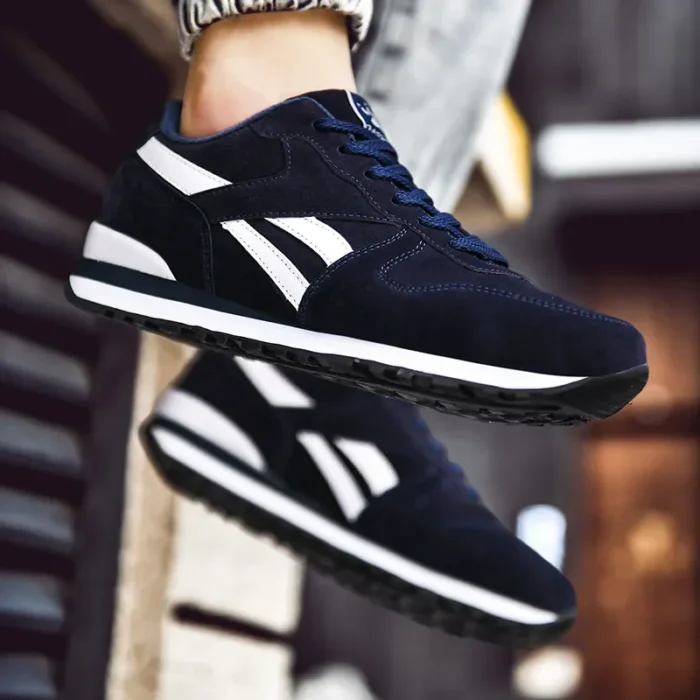 Autumn Men Sneakers Cotton Sports Shoes for Men Male Trainers Outdoor Stylish Shoes Lace-up Flats Non-slip Rubber Sole Blue Grey – Bild 5