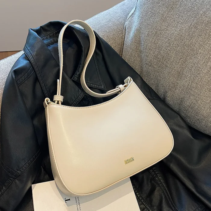 PU Leather Fashion Sling Bag Large Capacity Women Daily Shoulder Bag Solid Color Vintage Simple Daily Bags – Bild 8