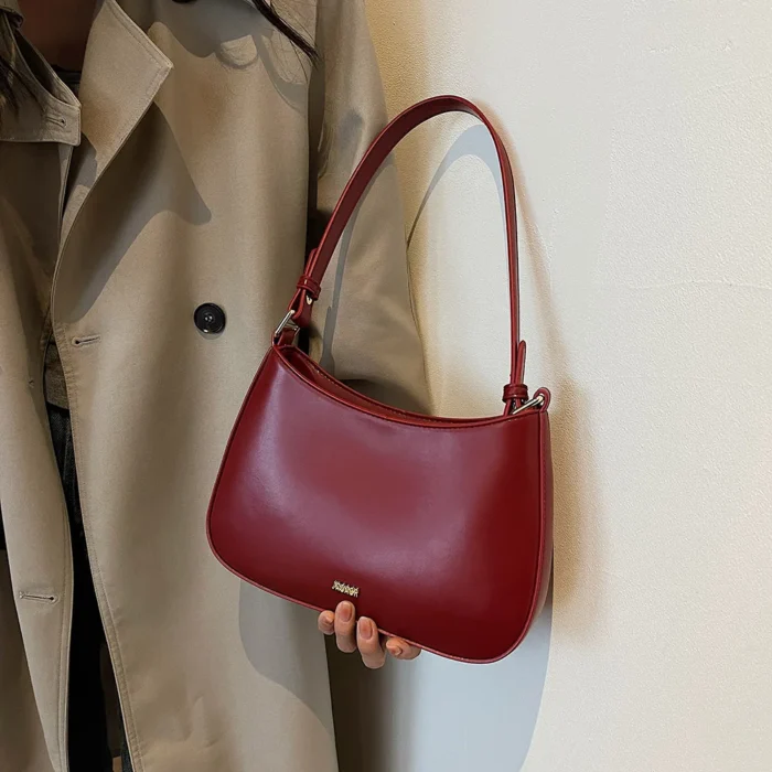 PU Leather Fashion Sling Bag Large Capacity Women Daily Shoulder Bag Solid Color Vintage Simple Daily Bags – Bild 15