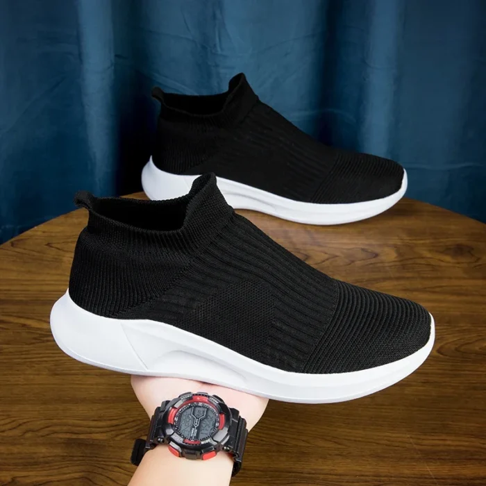 Slip-On Mens Shoes Stretch Fabric New Light Comfortable Walking Casual Shoes for Men Breathable Unisex Men Women Loafers Black – Bild 16