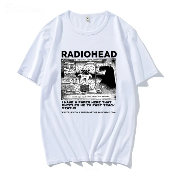 Radiohead T Shirt Men Vintage Classic Tees North America Tour Rock Boy Camisetas Hombre Hip Hop Unisex 100%Cotton Oversized Tops - Image 9
