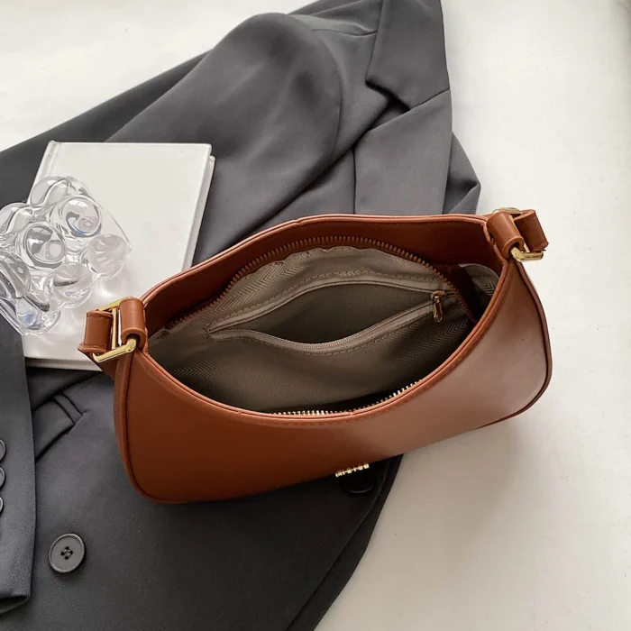 PU Leather Fashion Sling Bag Large Capacity Women Daily Shoulder Bag Solid Color Vintage Simple Daily Bags – Bild 21