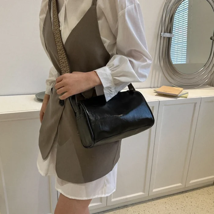 Vintage PU Leather Boston Women Small Handbag and Purse Fashion Designer Crossbody Bag Female Casual Travel Pillow Shoulder Bag – Bild 19