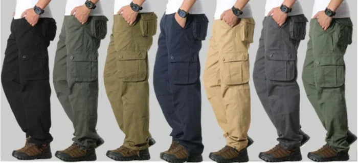 Cargo Pants Men Military Work Overalls Loose Straight Tactical Trousers Multi-Pocket Baggy Casual Cotton Slacks Pants – Bild 15