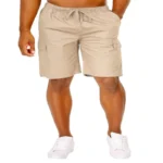 Men Classic Cargo Shorts With Drawstring Loose Fit Solid Color Multi Pocket Casual – Bild 2