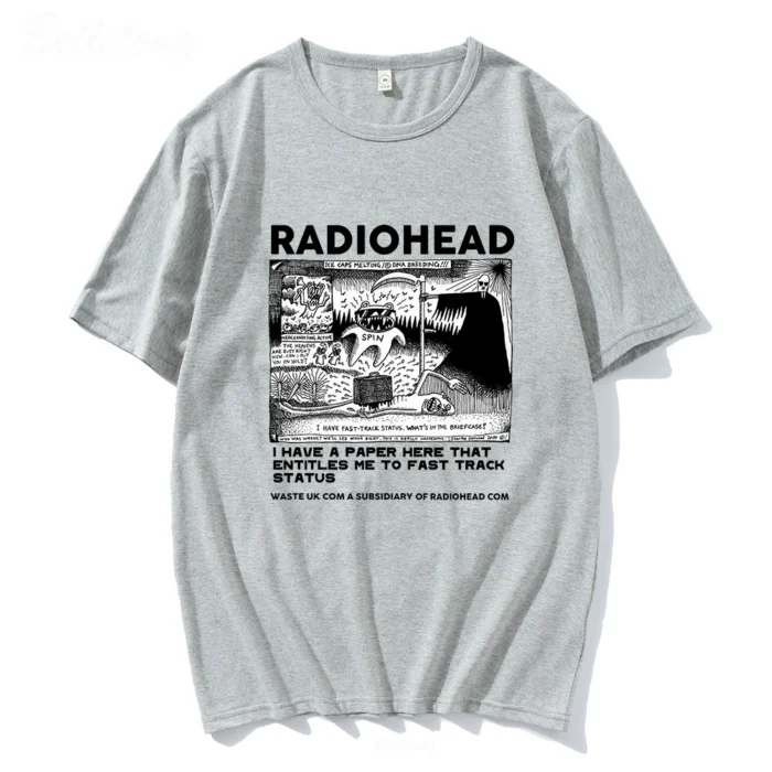 Radiohead T Shirt Men Vintage Classic Tees North America Tour Rock Boy Camisetas Hombre Hip Hop Unisex 100%Cotton Oversized Tops - Image 7