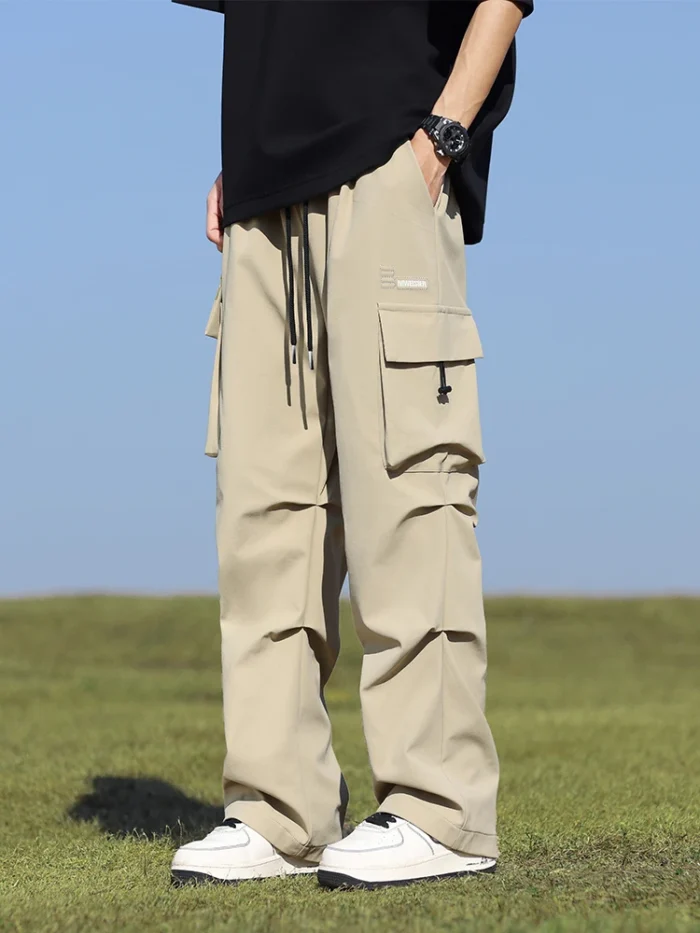 Summer Cargo Pants Men Lightweight Nylon Spandex Ice Silk Cooling Sweatpants Wide Leg Loose Fit Straight Trousers Big Size 8XL – Bild 1