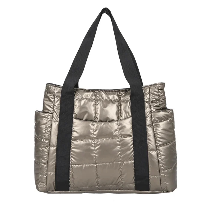 Fashion Checkered Quilted Pure Color Shoulder Bag Women Casual Nylon Handbags – Bild 9