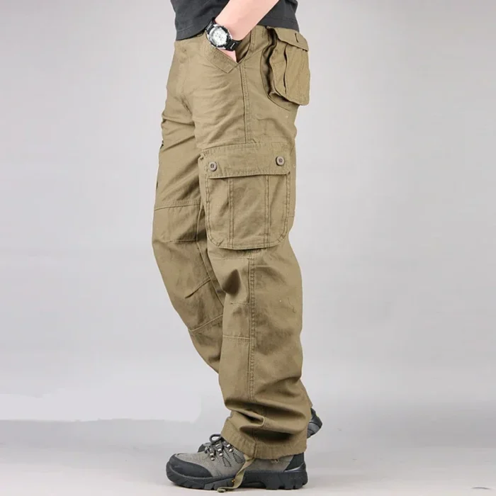 Cargo Pants Men Military Work Overalls Loose Straight Tactical Trousers Multi-Pocket Baggy Casual Cotton Slacks Pants – Bild 2
