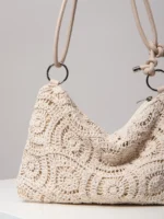 Pattern Hollow Knitting Shoulder Tote Bags for Ladies, Boho Beach Bags for Women, Holiday Outfits, Steaw Purse (Random Pattern) – Bild 20