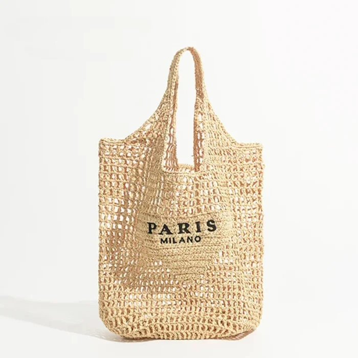 Luxury Design Women Plaited Raffia Straw Bag Large Capacity Casual Tote Handbag Hollow Summer Beach Vacation Shoulder Bag – Bild 1