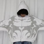 Tiger Gray Sweater Men High Street American Retro Hip Hop Y2K Zipper Hooded Sweater Couple Casual Sweatshirt Unisex Tops NewCoat – Bild 10