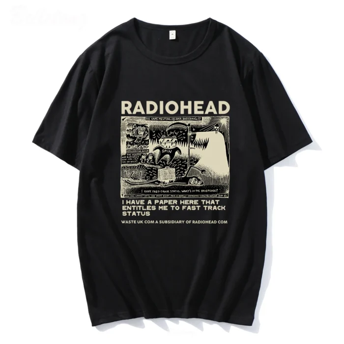 Radiohead T Shirt Men Vintage Classic Tees North America Tour Rock Boy Camisetas Hombre Hip Hop Unisex 100%Cotton Oversized Tops - Image 14