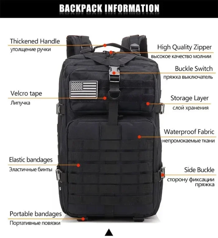 30/50L Tactical Backpacks For Man Hking Outdoor Survival  Bags 3P Assault Pack EDC Molle Pack For Trekking Hunting Bag – Bild 21