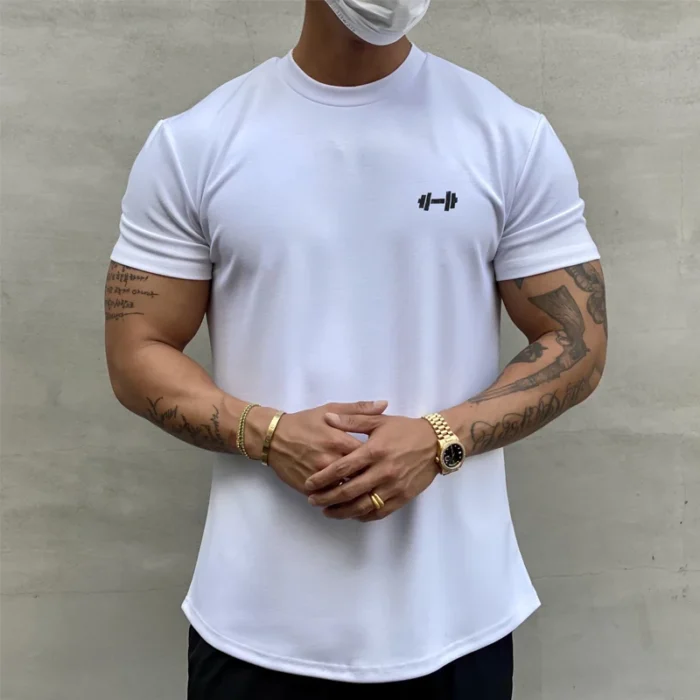 Summer Cotton t Shirt Men Short Sleeve t-Shirt Fitness Gym t-Shirts Training Sport Tee Shirts Fashion Casual Tops Man Clothing - Image 8