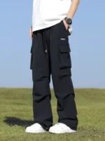 Summer Cargo Pants Men Lightweight Nylon Spandex Ice Silk Cooling Sweatpants Wide Leg Loose Fit Straight Trousers Big Size 8XL – Bild 4