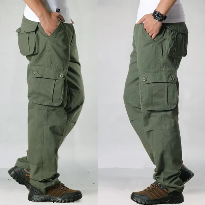 Cargo Pants Men Military Work Overalls Loose Straight Tactical Trousers Multi-Pocket Baggy Casual Cotton Slacks Pants – Bild 17