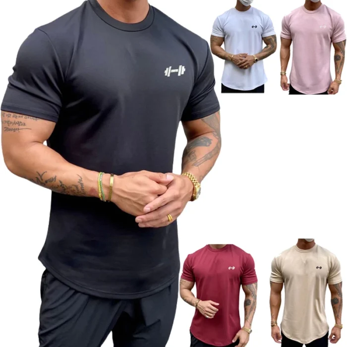 Summer Cotton t Shirt Men Short Sleeve t-Shirt Fitness Gym t-Shirts Training Sport Tee Shirts Fashion Casual Tops Man Clothing - Image 5