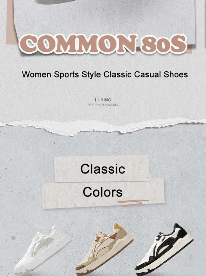 Li-Ning Women COMMON 80s Lifestyle Shoes DUAL CUSHION Wearable Sport Shoes Classic Comfortable LiNing Leisure Sneakers AGCU158 – Bild 11