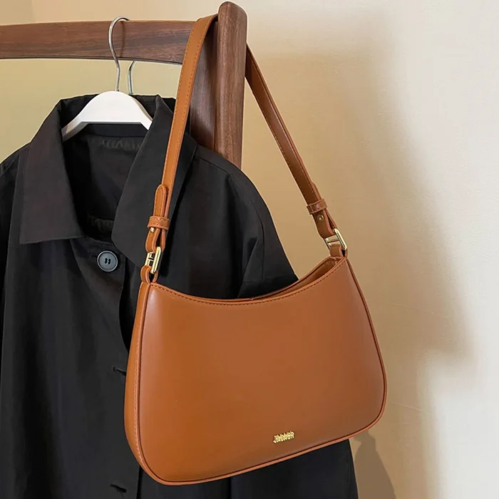 PU Leather Fashion Sling Bag Large Capacity Women Daily Shoulder Bag Solid Color Vintage Simple Daily Bags – Bild 10