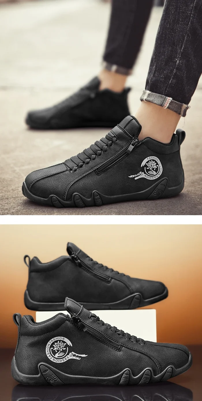 Men's Casual Shoes Side Zipper Short Boots Versatile Flat Bottom Trendy Fashionable Men's Shoes Suitable for Outdoor Sports – Bild 27