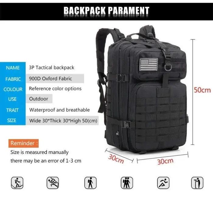 30/50L Tactical Backpacks For Man Hking Outdoor Survival  Bags 3P Assault Pack EDC Molle Pack For Trekking Hunting Bag – Bild 18