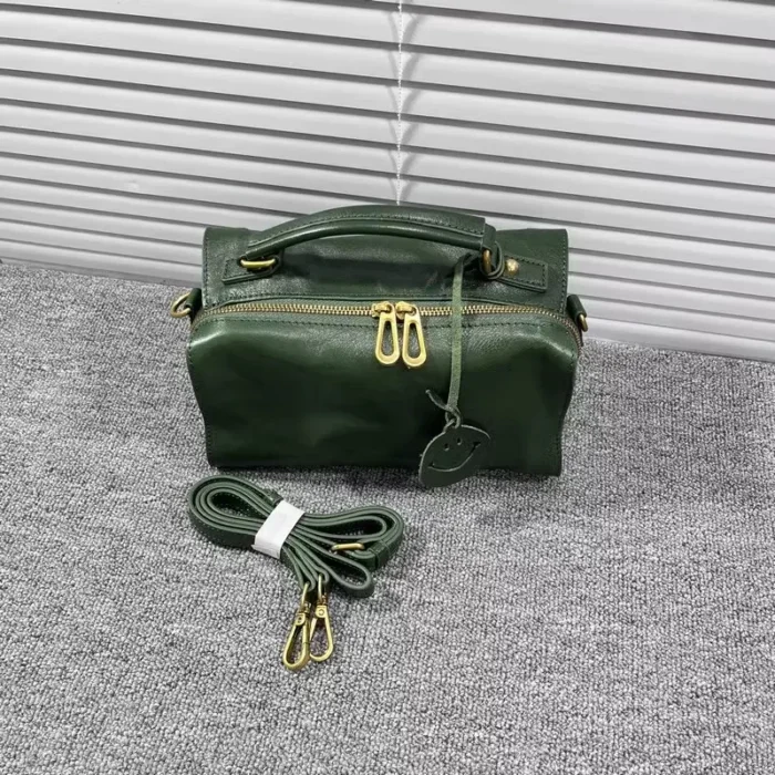 Real Leather Cowhide Women Boston Bag Vintage Tote Handbag Office Ladies Casual Single Shoulder Bag Zipper Crossbody Pillow Bags – Bild 8
