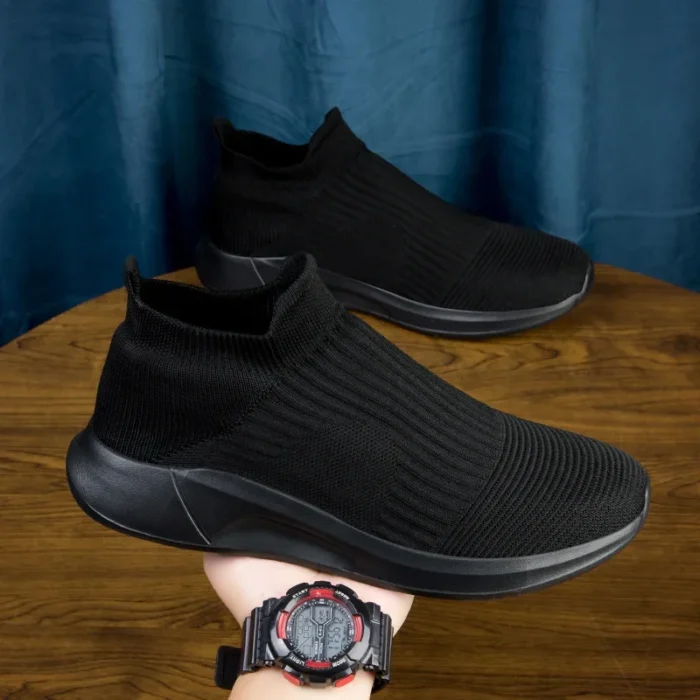 Slip-On Mens Shoes Stretch Fabric New Light Comfortable Walking Casual Shoes for Men Breathable Unisex Men Women Loafers Black – Bild 19
