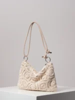 Pattern Hollow Knitting Shoulder Tote Bags for Ladies, Boho Beach Bags for Women, Holiday Outfits, Steaw Purse (Random Pattern) – Bild 18