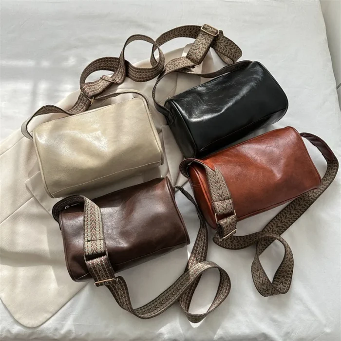 Vintage PU Leather Boston Women Small Handbag and Purse Fashion Designer Crossbody Bag Female Casual Travel Pillow Shoulder Bag – Bild 3
