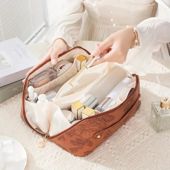 Vintage Flower Women Tote Cosmetic Bag Fashion Portable Pillow Makeup Orgainzer Pouch Washbag Large Capacity Travel Zipper Bag – Bild 8